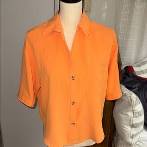 Bright Orange Button-Up Shirt Fashion Nova